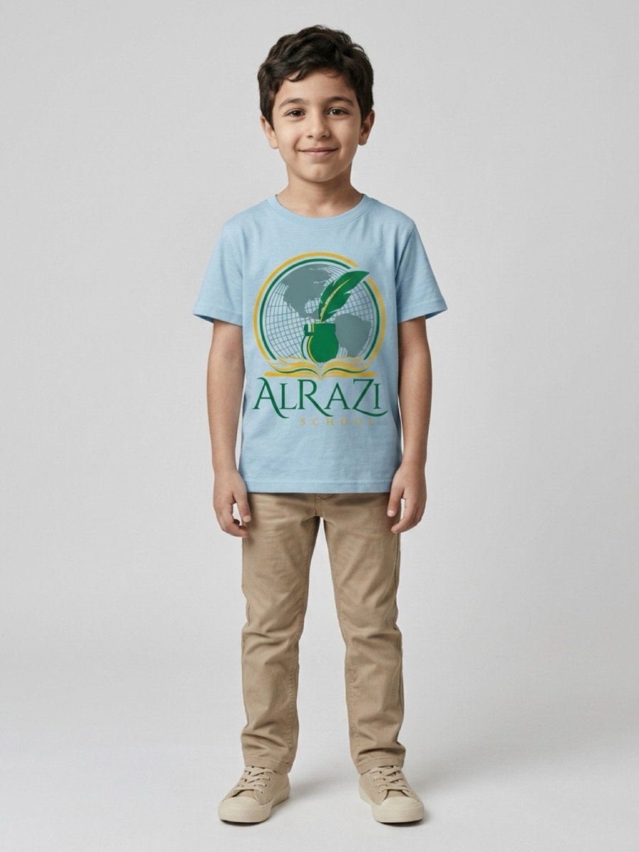 Sky Blue Short Sleeve shirt with the Al-Razi School logo